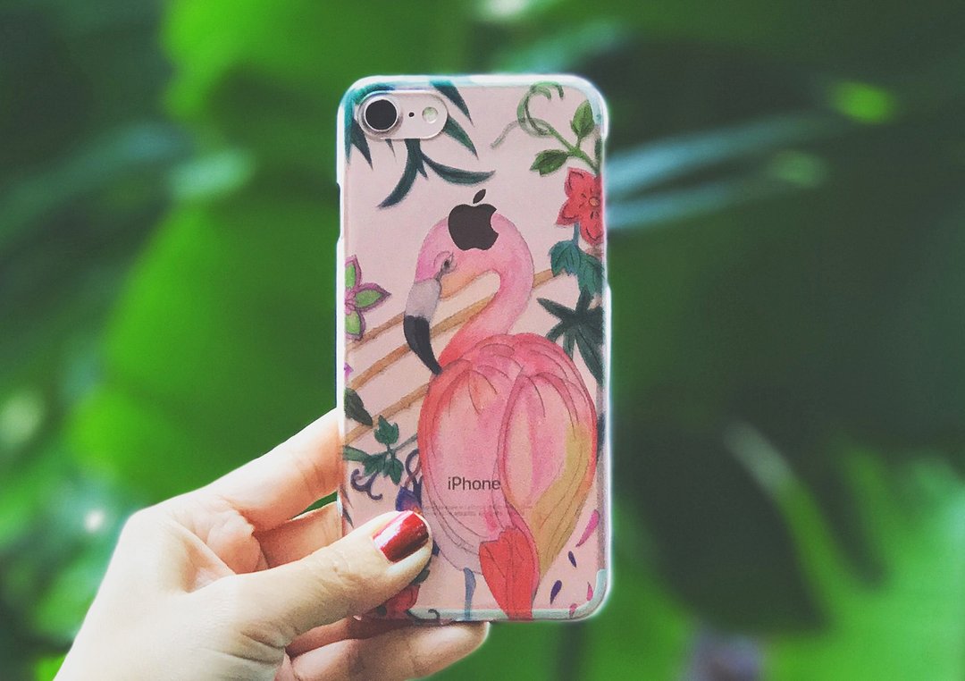 Tropical Flamingo iPhone 7 Case // Clear Case // Hard Case // iPhone7 // iPhone8 - 手机壳/手机套 - 塑料 粉红色