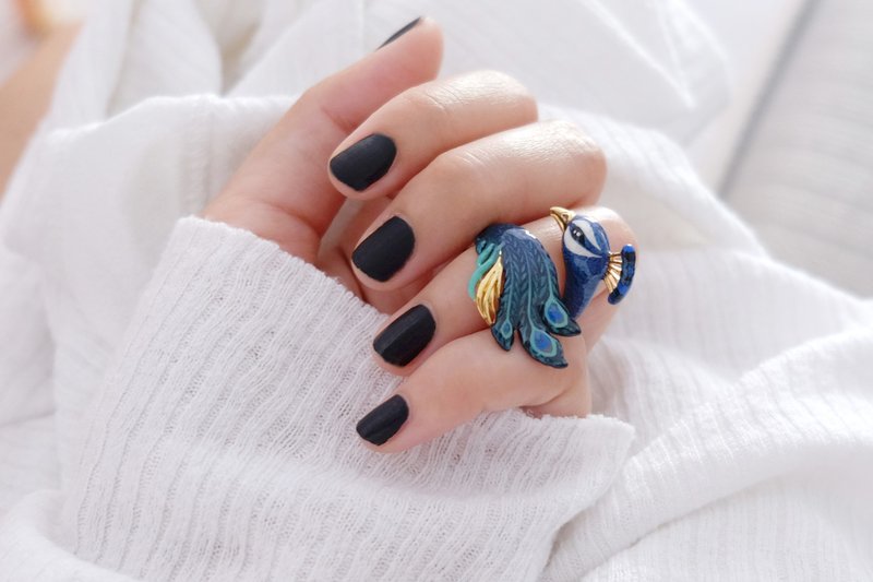 孔雀戒指 - 戒指 - 其他金属 蓝色