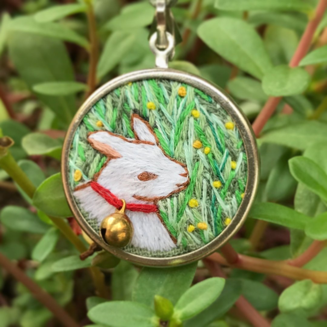 little lamb 小羊刺绣项链 - 项链 - 绣线 绿色