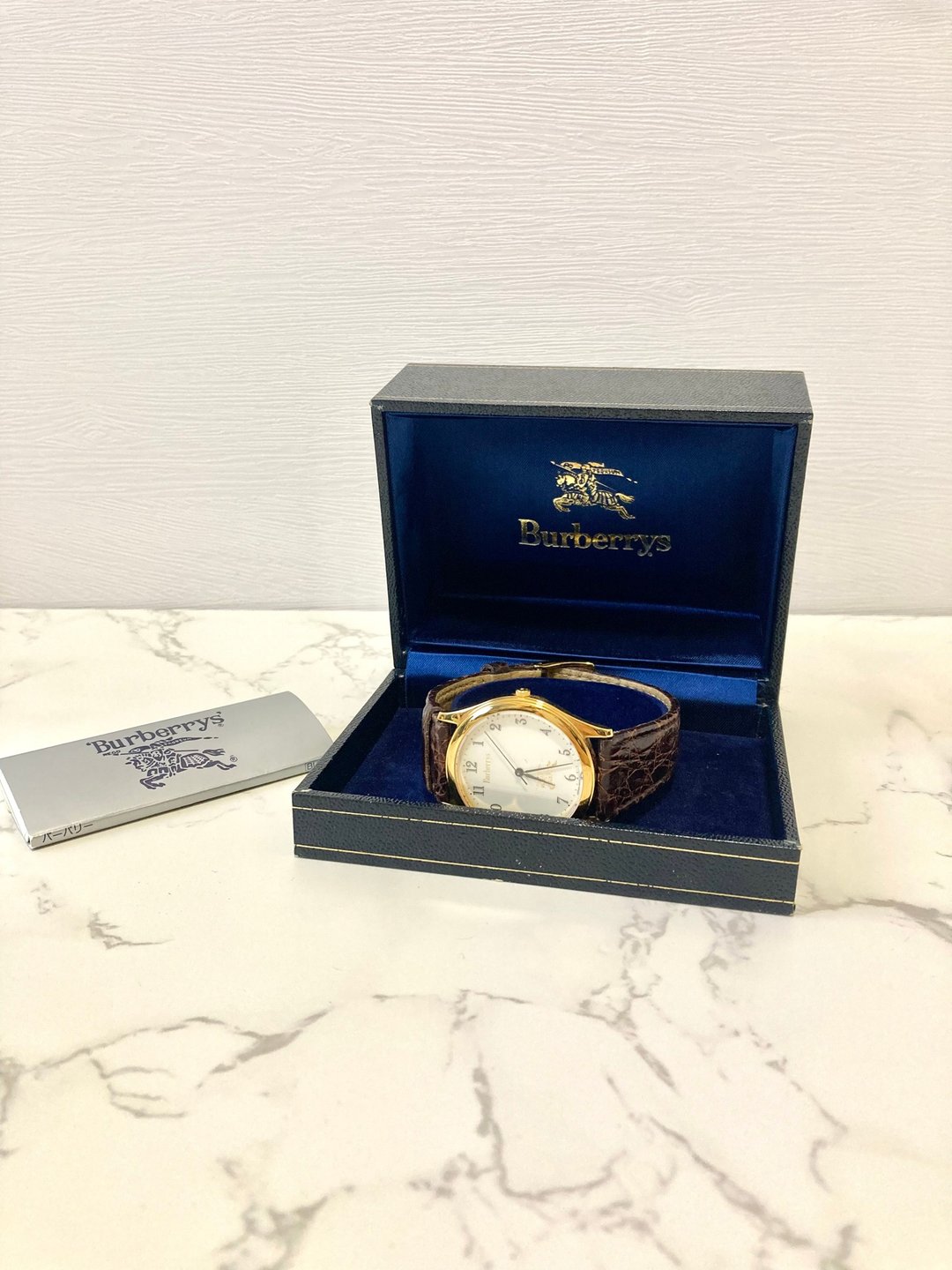 【LA LUNE】全套中古二手Burberrys啡金色皮革手腕表男女圣诞礼物 - 女表 - 真皮 咖啡色