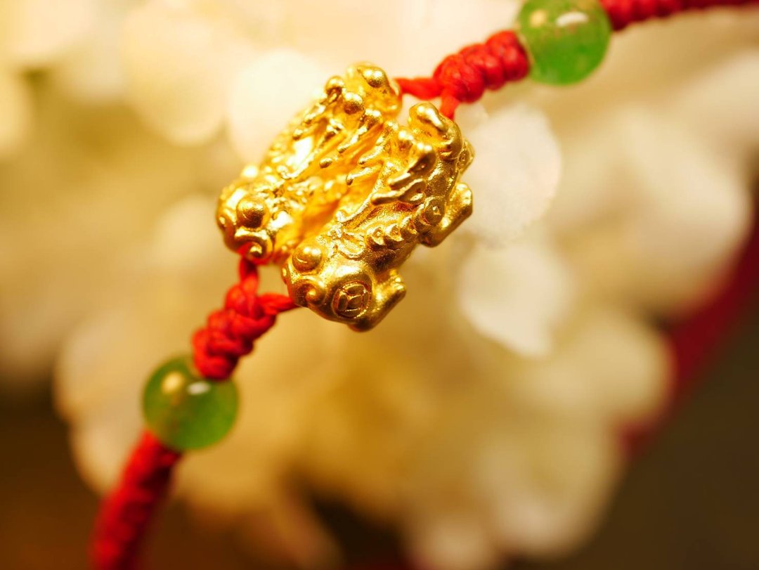 黄金9999-双貔貅手绳-黄金貔貅 - 手链/手环 - 24k 金 金色