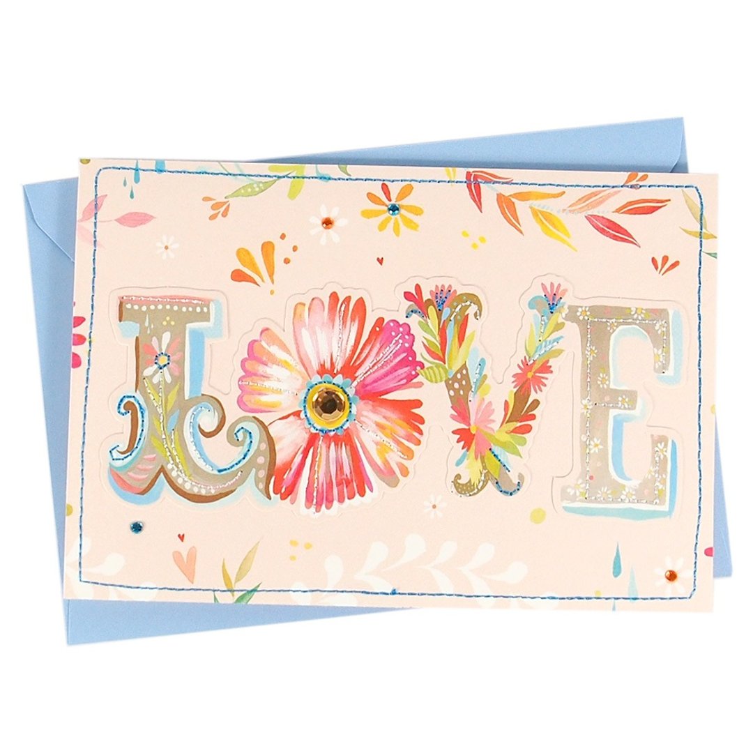 精致拼接框围绕着LOVE【Hallmark-Signature 甜言蜜语】 - 卡片/明信片 - 纸 多色