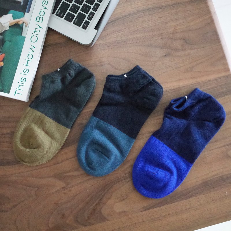 日常穿着 夏季短袜 袜子套装(3双) 拼色袜子 男女均码 Socks - 袜子 - 棉 蓝色