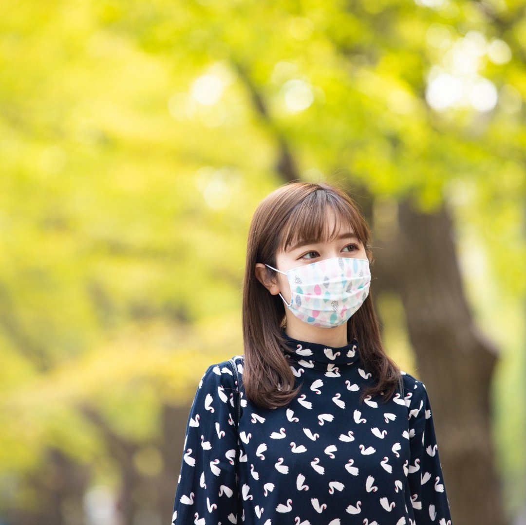 日本制可水洗手作立体口罩 Rhombus pattern White 锦缎图案 北欧 - 口罩 - 棉 白色