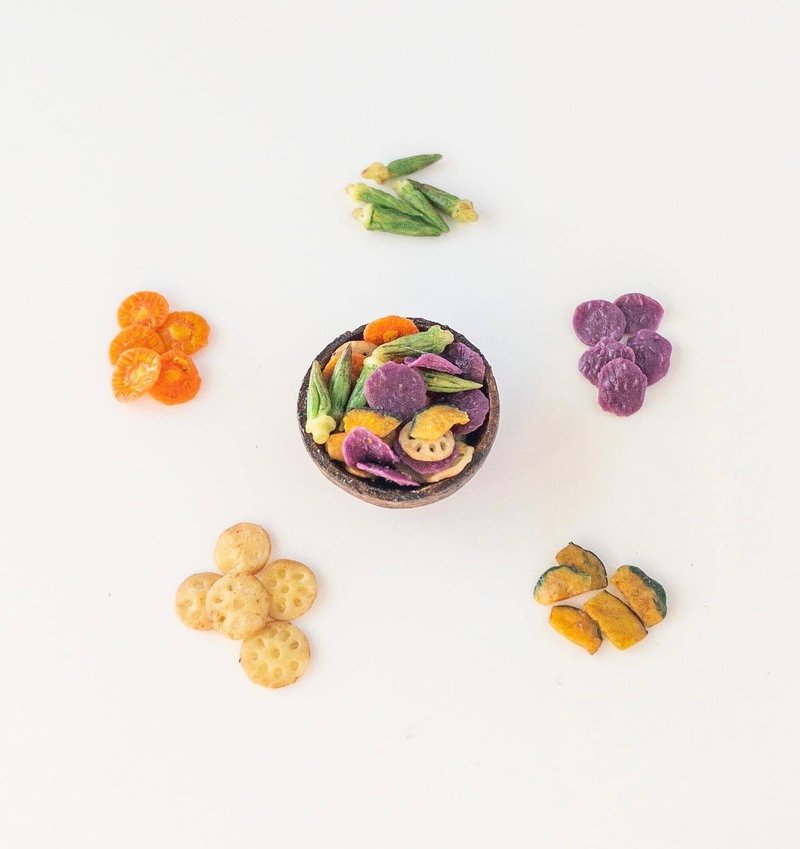 Miniature 5 Kinds of Vegetable Chips Miniature Food - 玩偶/公仔 - 粘土 橘色