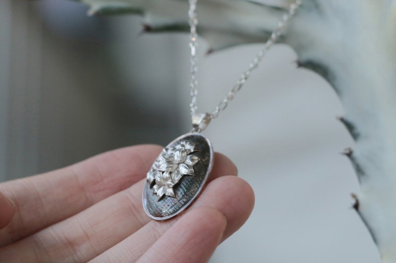 古典系列 | 复古百合花丛 纯银坠链 - 项链 - 纯银 银色