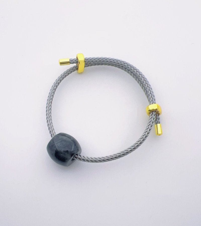 时来运转万事顺遂 路路通乌鸡翡翠手环 - 手链/手环 - 玉石 灰色