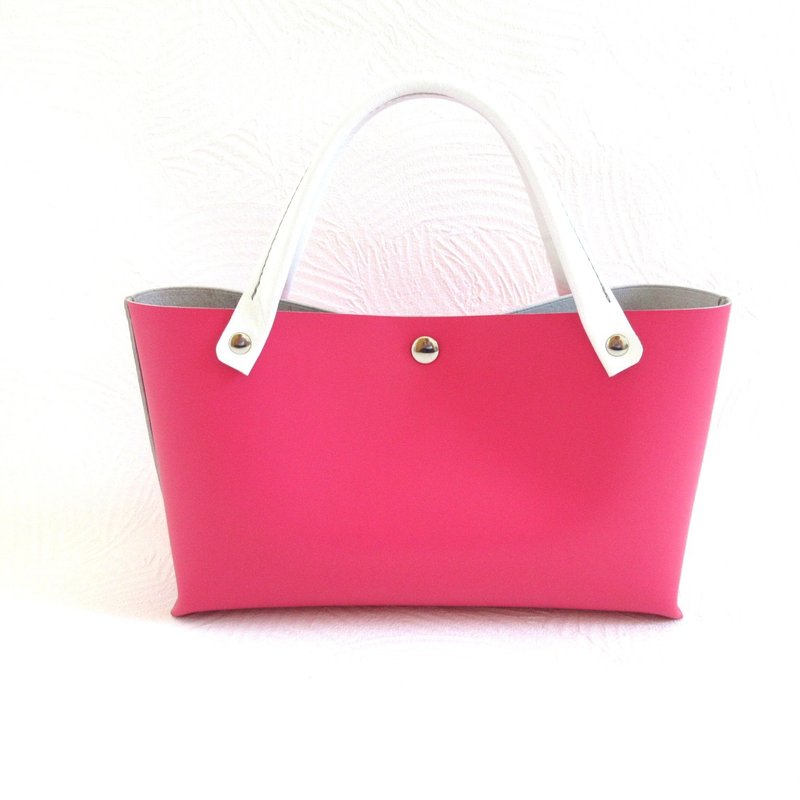 奢华手缝 牛皮 长方形 迷你托特包 粉红色 光滑皮革 0631 - 手提包/手提袋 - 真皮 粉红色