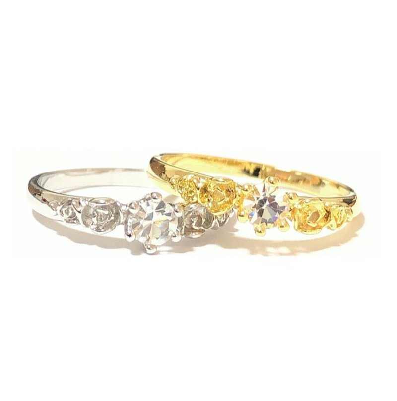 侧边玫瑰戒指。（可做为小指戒指） - 戒指 - 其他金属 金色