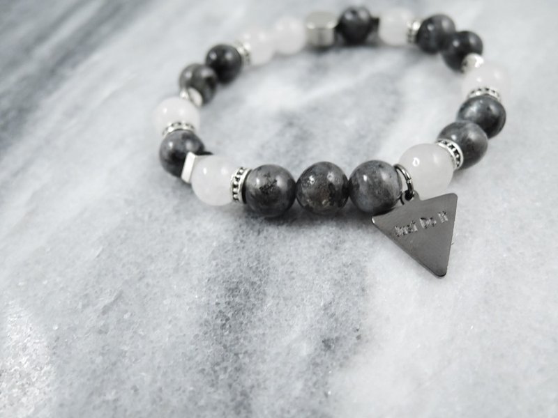 Zhu.低调黑白花岗(单条) - 手链/手环 - 石头 