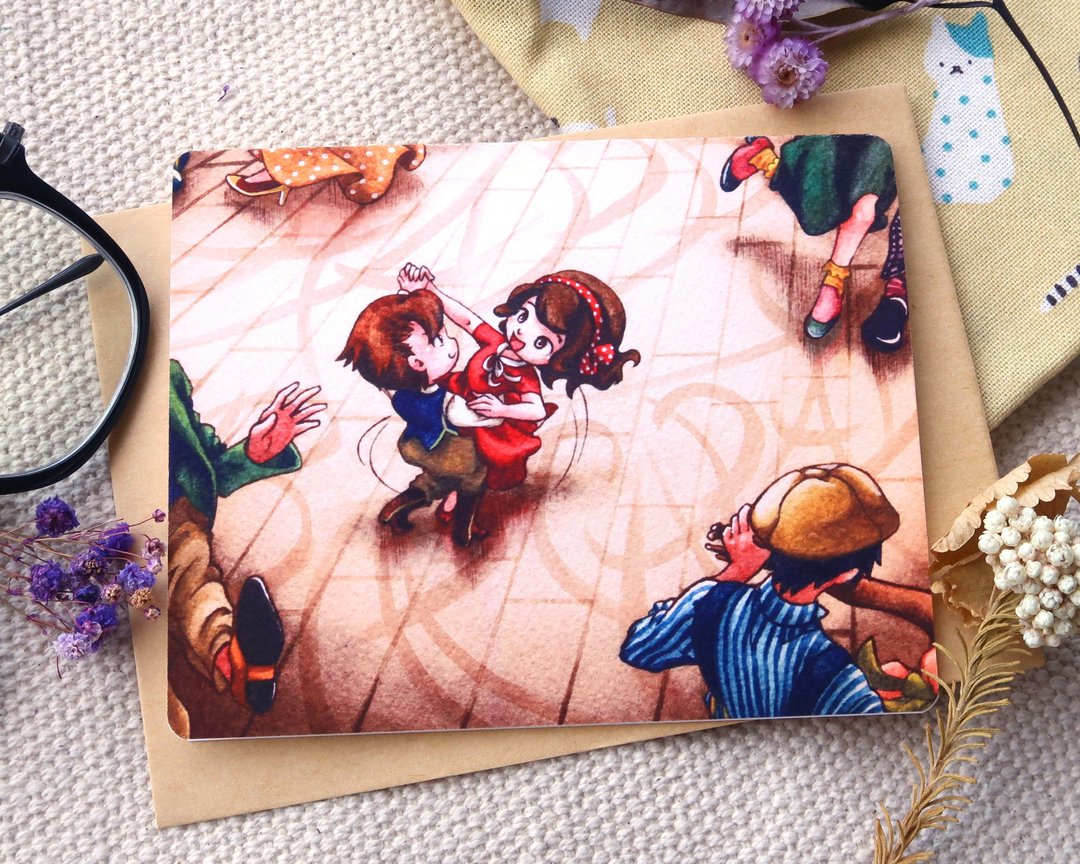 【Pin】舞出你的祝福 - 水彩插画生日卡 - 卡片/明信片 - 纸 咖啡色