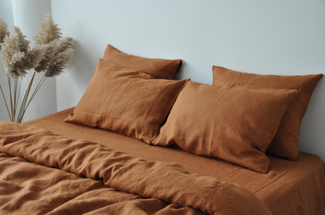 Cinnamon linen pillowcase / Brown pillow cover / European, American, Taiwan size - 寝具 - 亚麻 咖啡色