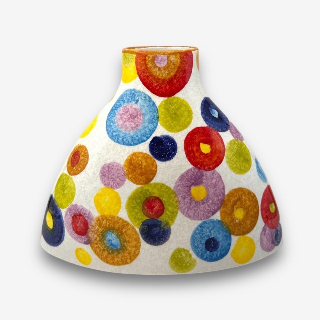 意大利手工陶-POP普普艺术白底圆圈系列 花瓶 22cm - 花瓶/陶器 - 陶 多色
