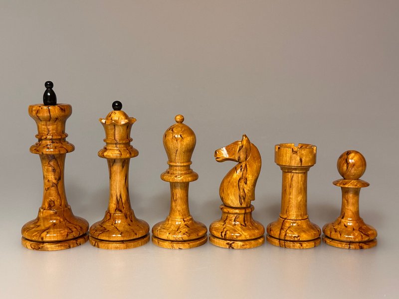 沙皇/俄罗斯西洋棋套装，卡累利阿桦木，20 世纪 - 桌游/玩具 - 木头 黑色