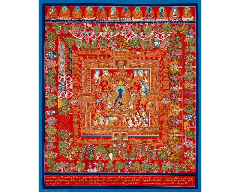 药师佛坛城：神圣几何中的疗愈与慈悲 - 墙贴/壁贴 - 24k 金 