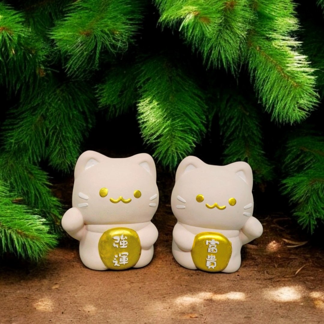 富贵/强运 大招财猫套组  环保水泥扩香石 公仔 礼物 - 香薰/精油/线香 - 水泥 粉红色