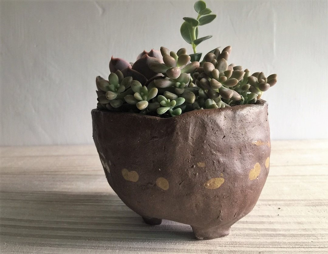 点点绕圈圈手捏盆栽器皿_陶器花器盆栽 - 植栽/盆栽 - 陶 咖啡色
