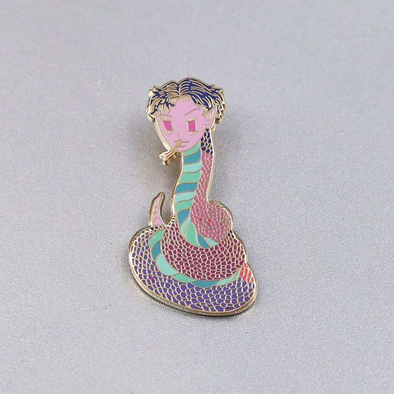 三时七有 艺术家联名特辑 春人 原创设计配饰珐琅胸针 蛇精男孩 - 胸针 - 其他金属 