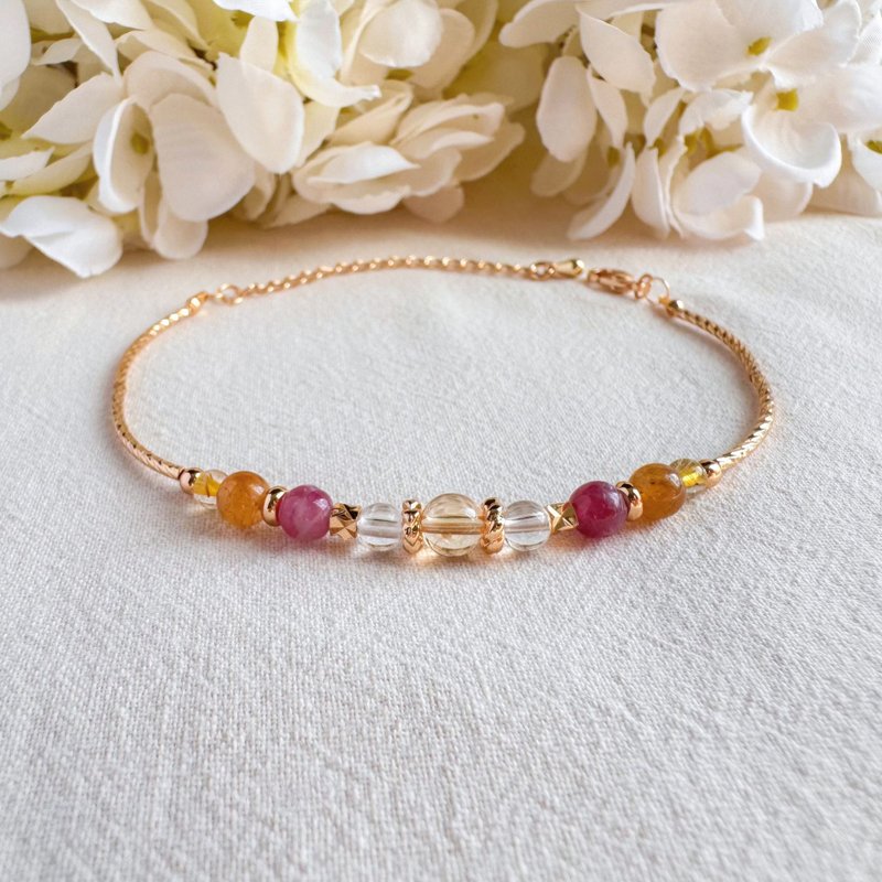 黄水晶 白水晶 黄碧玺 红碧玺 金发晶 | 招财旺运 | 手链手环 - 手链/手环 - 宝石 黄色