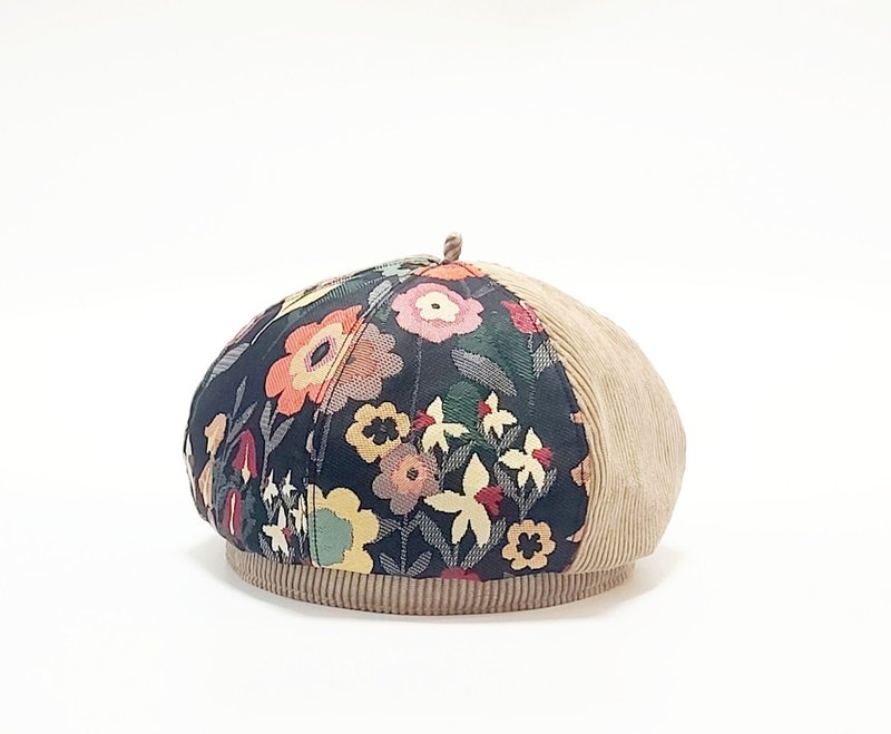 【HiGh MaLi】秘密花园刺绣版贝蕾帽/画家帽#拼色#灯芯绒#毛料#生 - 帽子 - 其他材质 多色