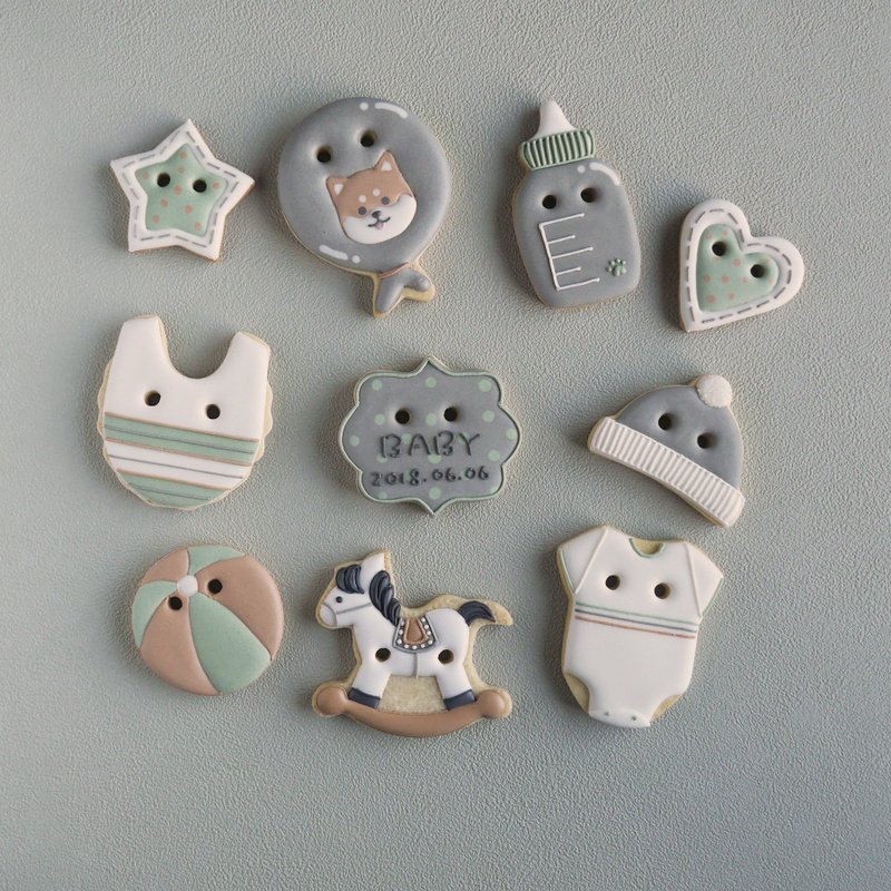 里欧娜手作 ((小柴男宝))10片组-灰绿 - 手工饼干 - 新鲜食材 