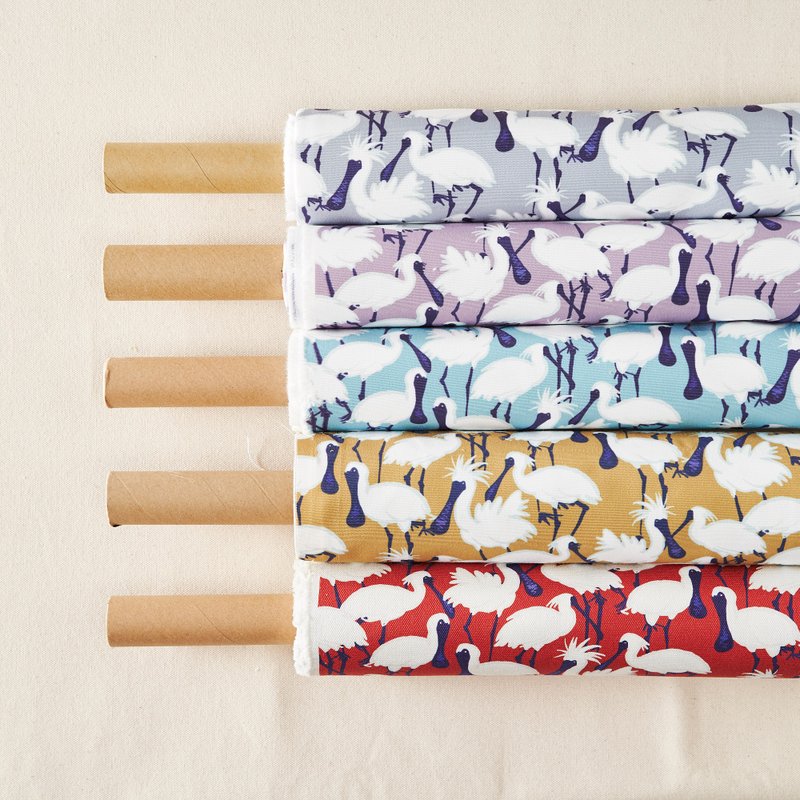 厚磅仿棉 原创印花布--黑面琵鹭  五色 - 编织/刺绣/羊毛毡/裁缝 - 棉．麻 