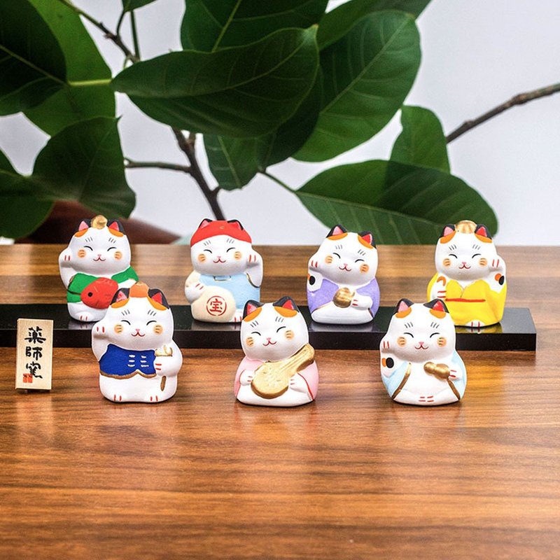 日本药师窑七福神招财猫摆件生日开业乔迁礼物车载桌面装饰摆件 - 摆饰 - 陶 
