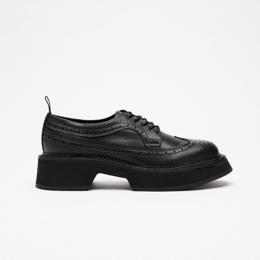 VATIC WINGTIP BROGUES SHOES BLACK 45mm厚底皮鞋 增高皮鞋推荐 - 其他女款皮鞋 - 真皮 黑色