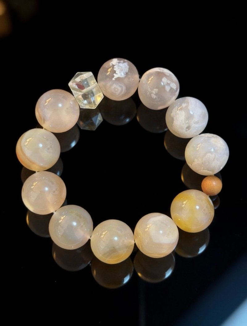 Crystal.EAA 设计款水晶手链 樱雾眠 樱花玛瑙 沉香 绿幽灵 - 手链/手环 - 水晶 粉红色