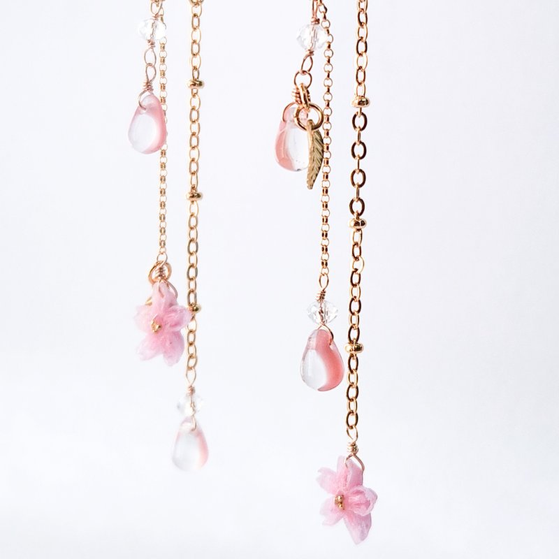 飘舞樱花摇曳耳饰/耳夹│和纸樱花饰品│春季限定 - 耳环/耳夹 - 纸 粉红色