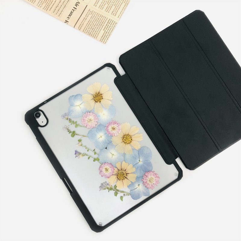 天然蓝黄白花手作押花iPad壳 iPad Air 11寸13寸iPad Pro11寸13寸 - 平板/电脑保护壳 - 植物．花 