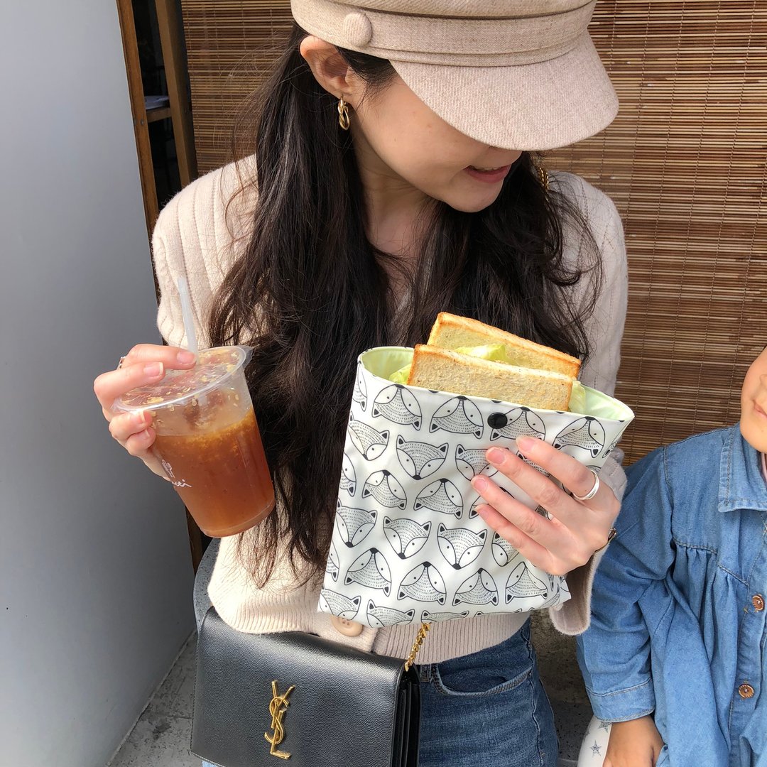 多花色 美国食品级防水抗菌食物袋 轻食袋 - 随行杯提袋/水壶袋 - 棉 卡其色