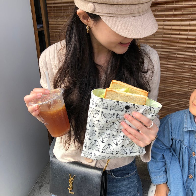 多花色 美国食品级防水抗菌食物袋 轻食袋 - 随行杯提袋/水壶袋 - 棉．麻 卡其色