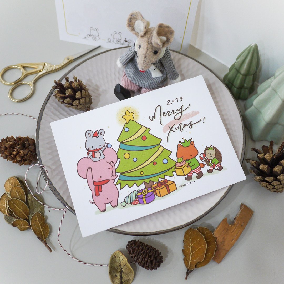 2019 曼蒂圣诞明信片 Christmas Postcard - 卡片/明信片 - 纸 多色