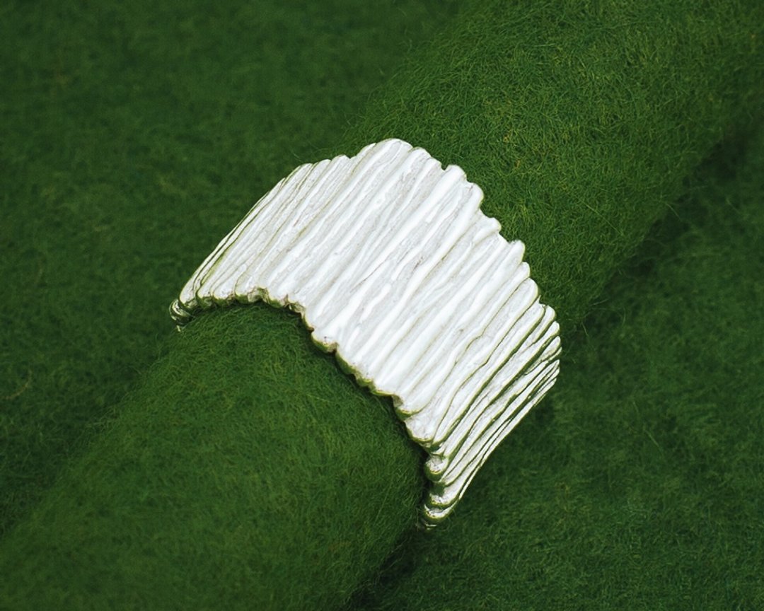 Natural texture silver ring - Japanese simple silver ring - Pastry Cookie ring - 戒指 - 其他金属 银色