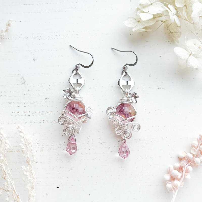 春日烂漫【樱花】作品编号：228 - 耳环/耳夹 - 其他材质 银色