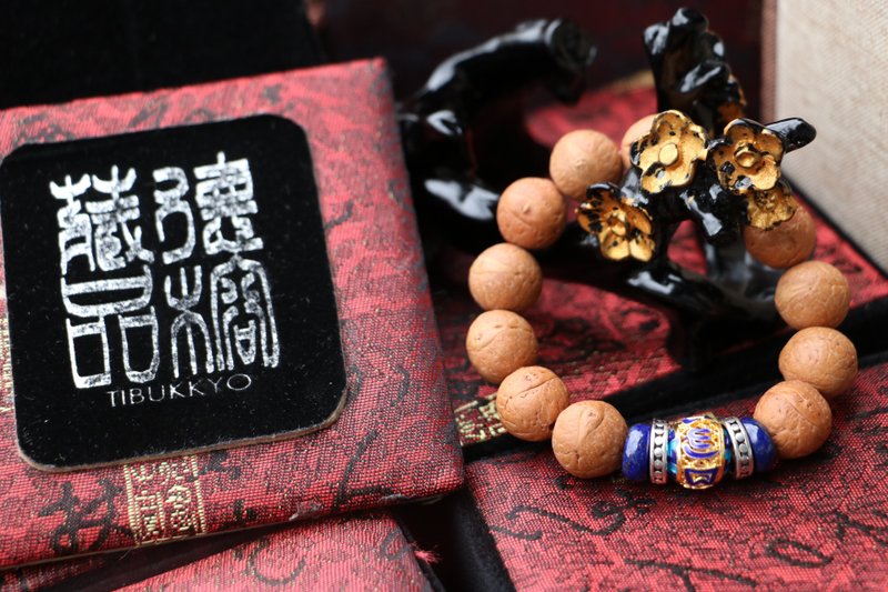 尼泊尔正统凤眼菩提14mm 六字箴言景泰蓝黄铜隔珠 手串佛珠念珠 - 手链/手环 - 植物．花 