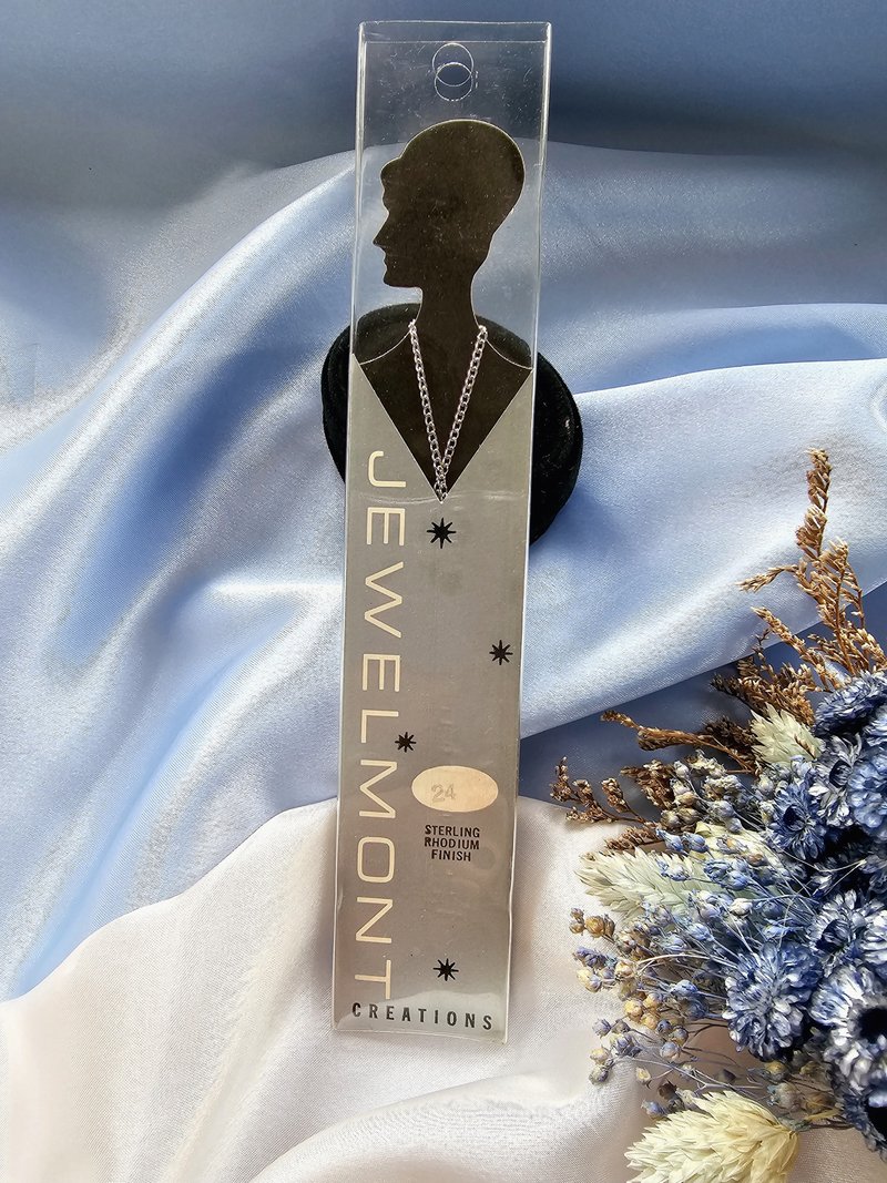 STERLING斜切闪亮纯银项链/复古人形纸卡vintage西洋古董饰品24 - 项链 - 纯银 