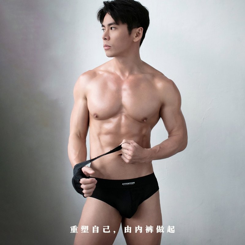 AttentionWear大人物系列三角内裤【经典黑】│ATTENTION 台湾制 - 男士内衣裤 - 尼龙 黑色