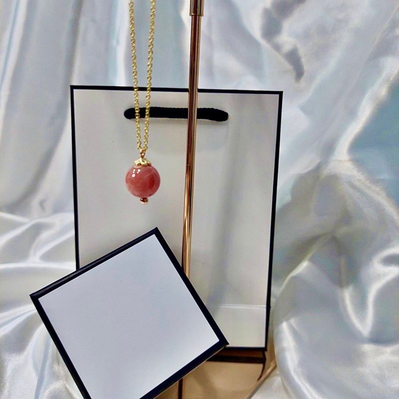 天然红纹石项链 - 项链 - 宝石 粉红色