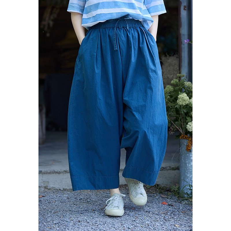 洗到蓝棉公子裤直筒裤 - 女装长裤 - 棉．麻 