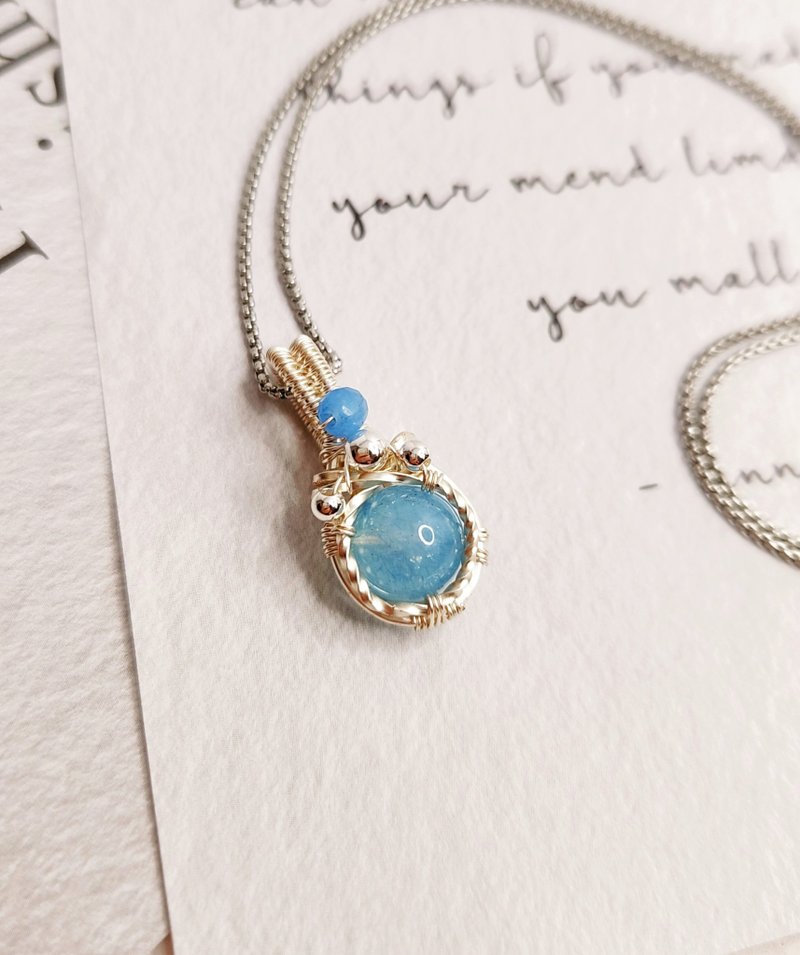 彩红鸢尾花-紫锂辉 蓝晶石【夜晚宝石】金属线编织项链 - 项链 - 半宝石 多色