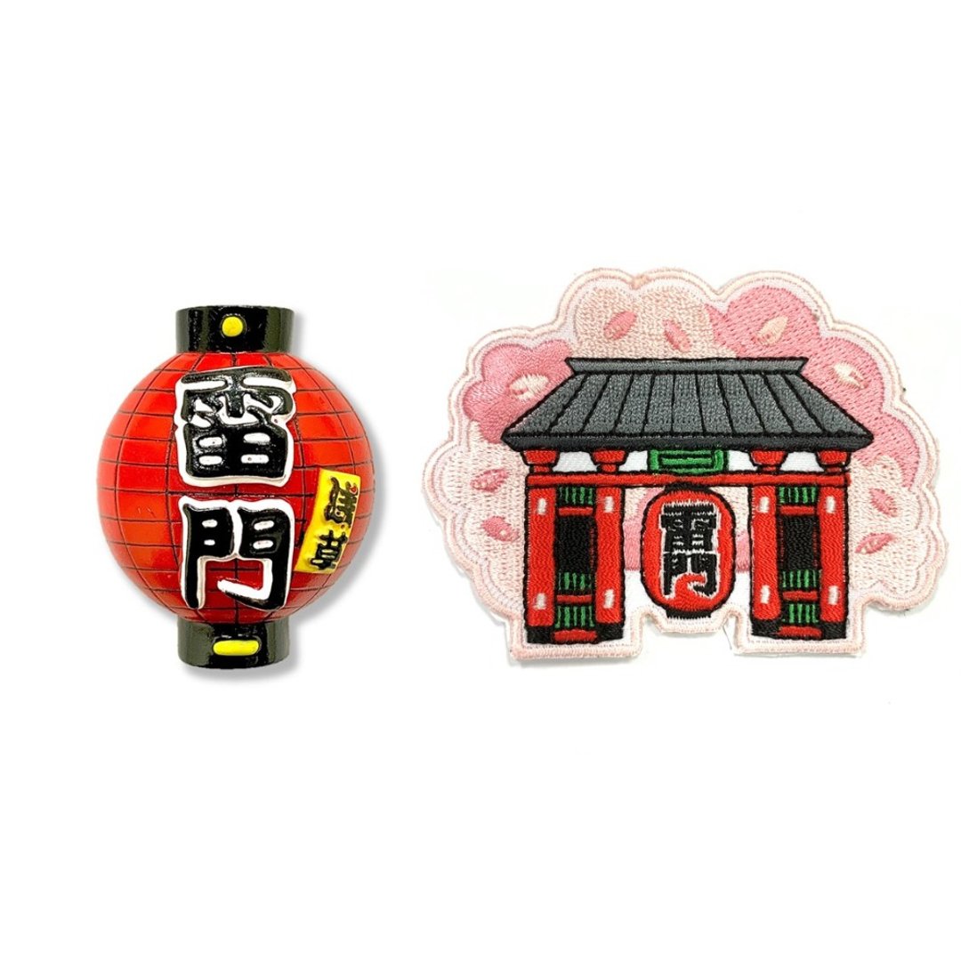 日本 雷门灯笼磁铁磁力贴 + 日本 Q版-雷门贴布绣【2件组】大门 - 冰箱贴/磁贴 - 橡胶 多色