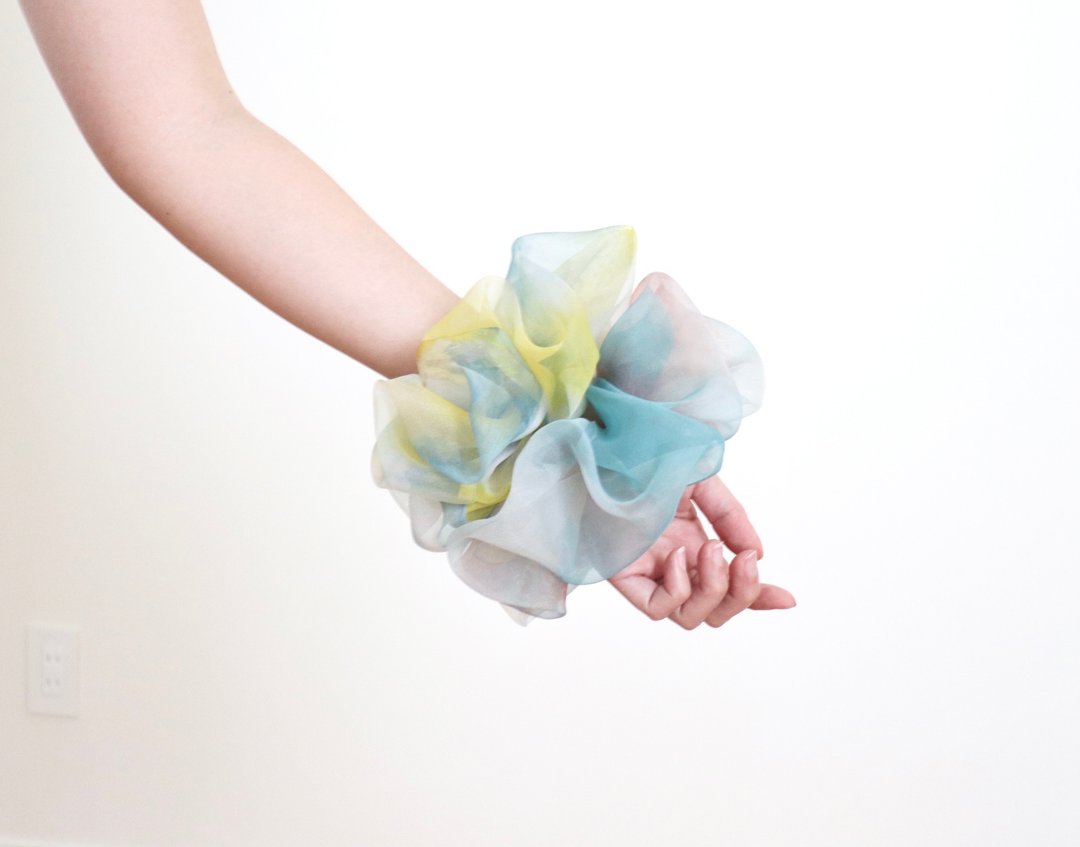 Random paint scrunchie set Asahi art style original textile big scrunchie - 发饰 - 橡胶 多色