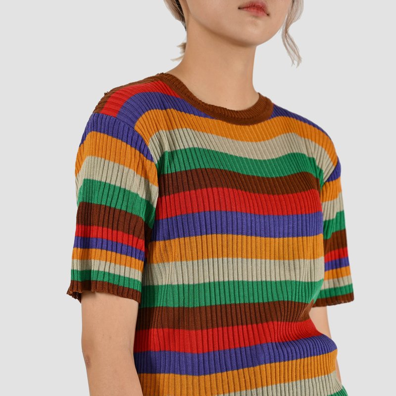 【蛋植物古着】色彩马克针织古着上衣 - 女装上衣 - 其他人造纤维 