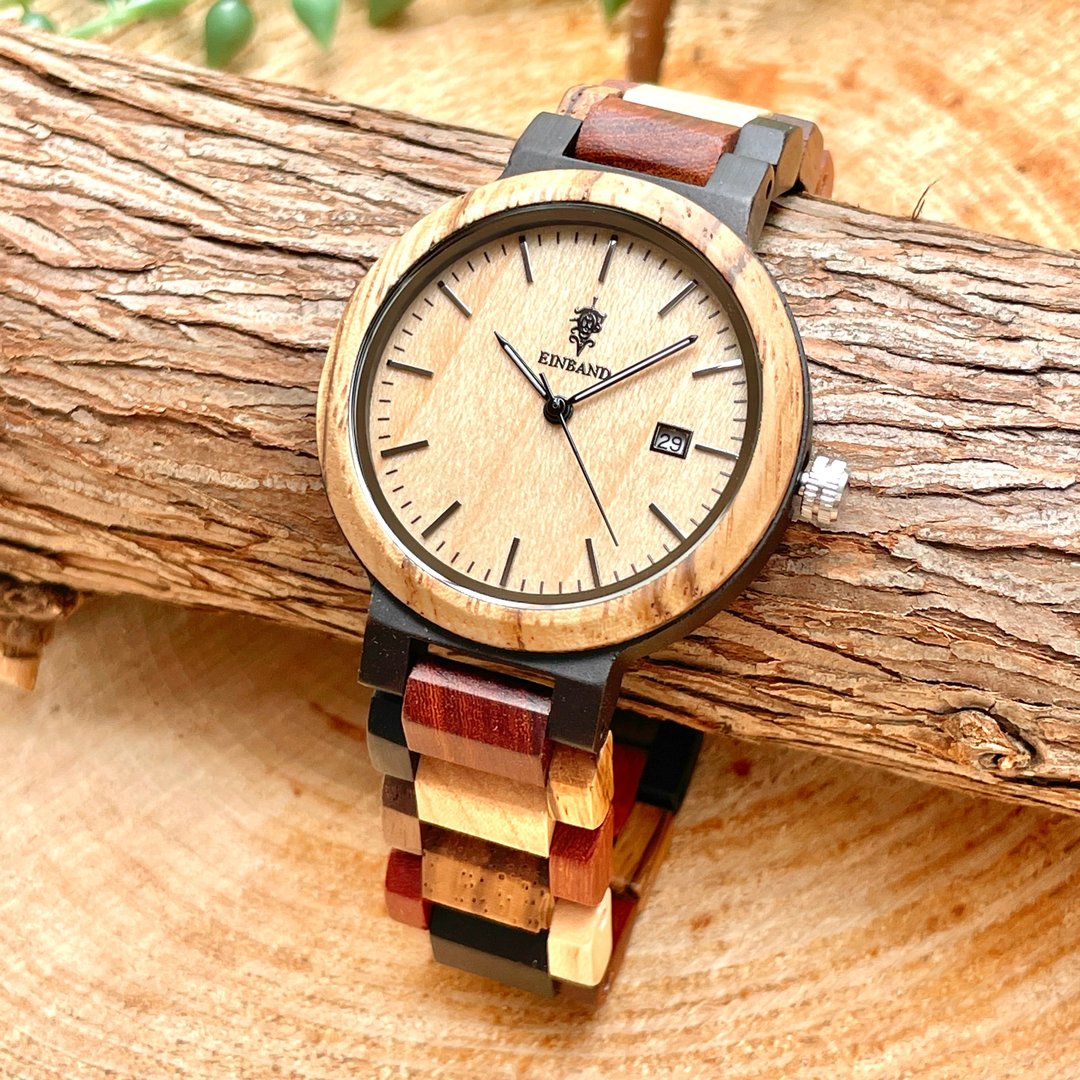 EINBAND Schatz Mix 5 kinds of wood Wood watch Maple【40mm】 - 女表 - 木头 咖啡色