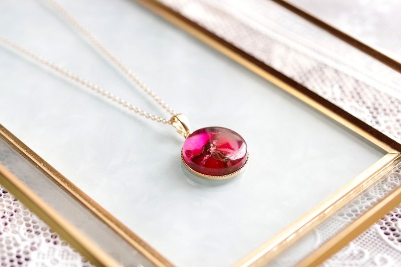 树脂艺术 圆形坠饰・神话之女 - 项链 - 树脂 粉红色