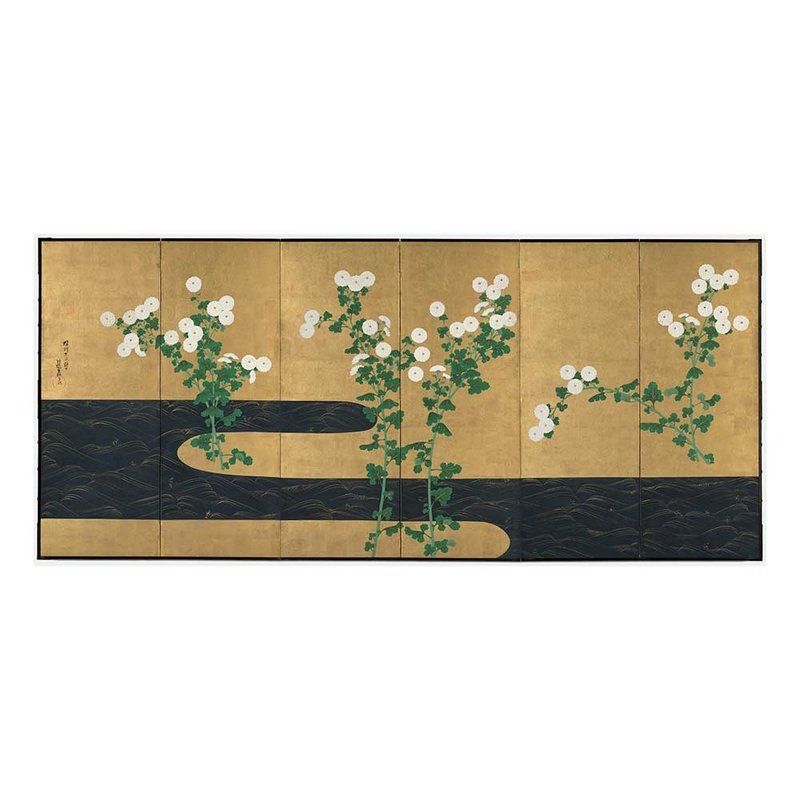 【日本琳派 / 艺术挂画】 尾形光琳  | 菊絵流水屏风 左 - 海报/装饰画/版画 - 纸 
