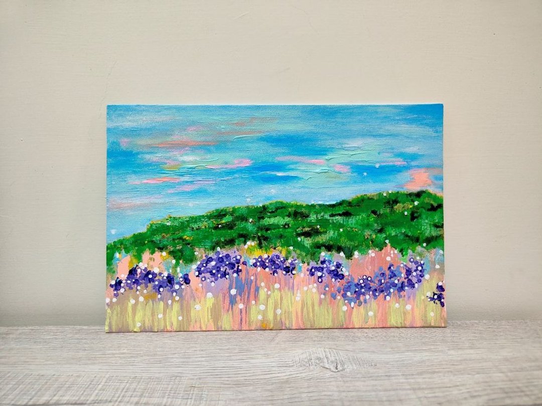 【温柔收藏系列】远方的思念  抽象风景画 - 30×20 压克力原作 - 摆饰 - 棉．麻 