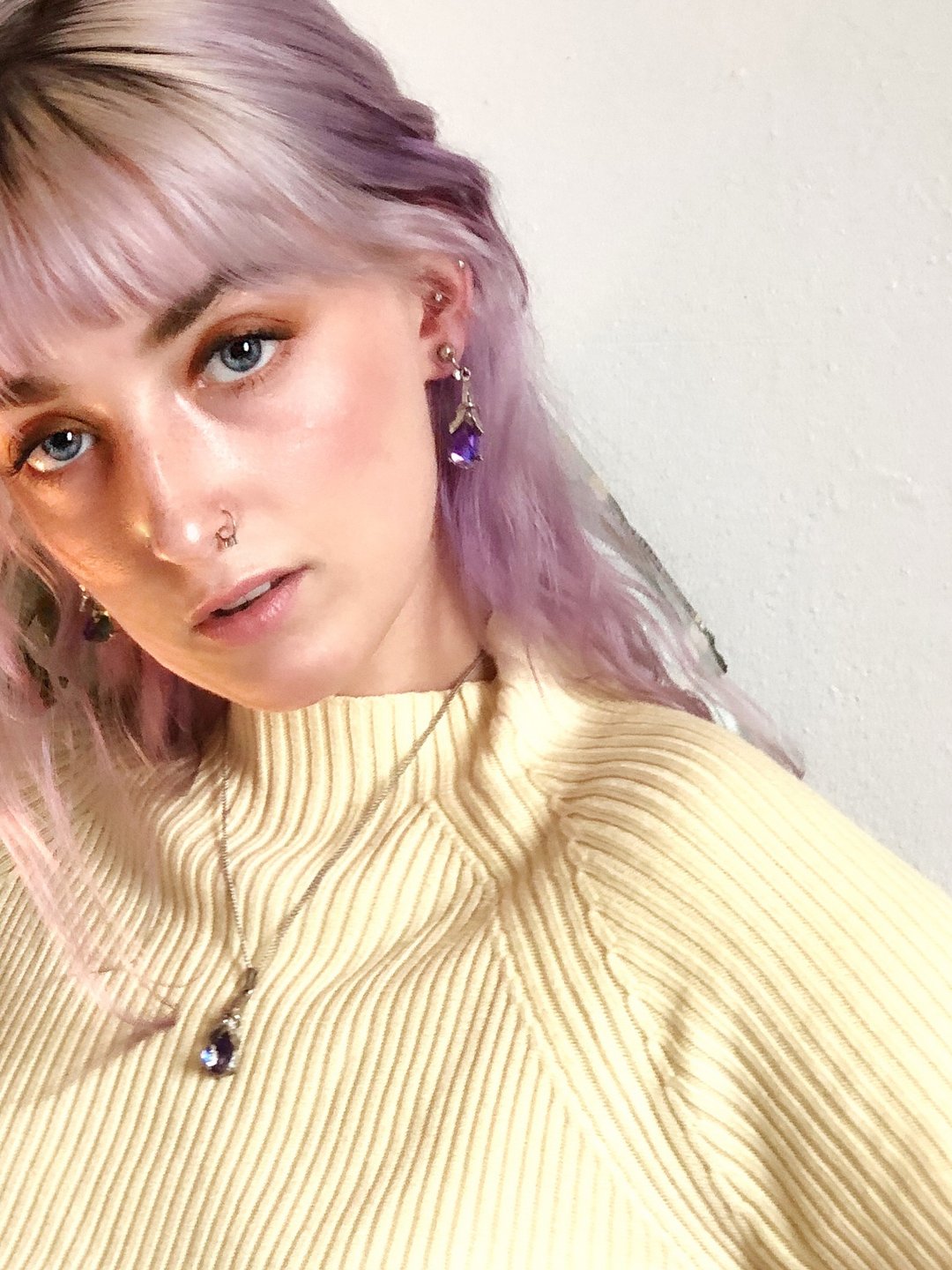 Vintage Sarah Coventry Purple AB Crystals Silver Earrings & Necklace Set - 耳环/耳夹 - 银 紫色